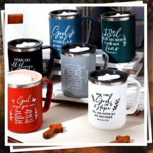 Nitial 6 Pcs 17 oz Christian Coffee Mugs with Lid and Straw Religious Bible Verse Christian Gifts Insulated Inspirational Bible Affirmations Tumbler for Friend Men Women Favor (Multicolor)