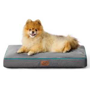 bedsure waterproof dog beds for small dogs - 4 inch thicken up to 20lbs small dog bed with removable washable cover, pet bed mat pillows, grey