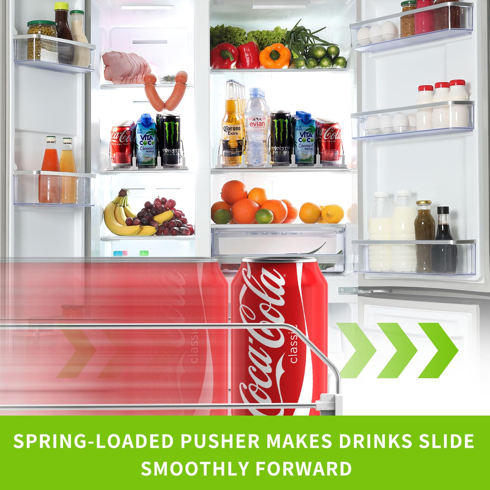 Drink Organizer for Fridge, Soda Can Dispenser for Refrigerator, Automatic Drink Dispenser for Fridge Holds up to 25 Cans, 5 Row