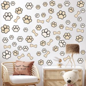 127 Pcs Dog Paw Print Stickers Glow in The Dark Wall Decals Dog Paw Print Wall Decor Dog Wall Stickers Decals Luminous Removable Vinyl Dog Paw Bone Wall Decals for Kids Nursery Bedroom (Blue Light)