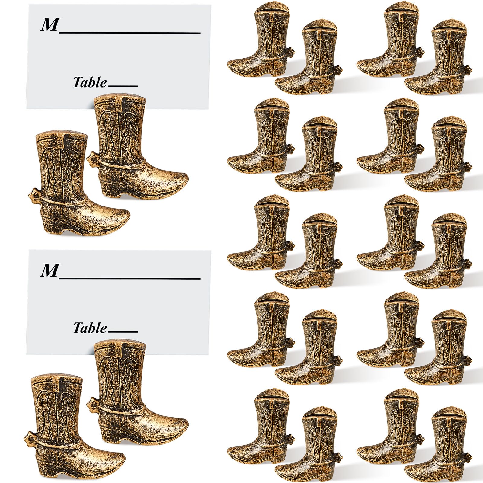 Beeveer 24 Pcs Cowboy Boots Table Card Holder Cute Table Number Holders 1.9 x 1.6'' Alloy Place Photo Stand for Guest Party Favor Wedding Anniversary Decorations