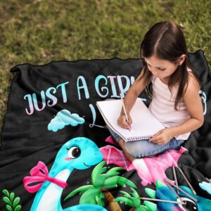 Amonee-YL Dinosaur Blanket, Dinosaur Gifts, Dinosaur Gifts for Girls, Just A Girl Who Loves Dinosaurs, Dinosaur Blanket for Girls 40"X50", Dinosaur Party Decorations, Gifts for Dinosaur Lovers