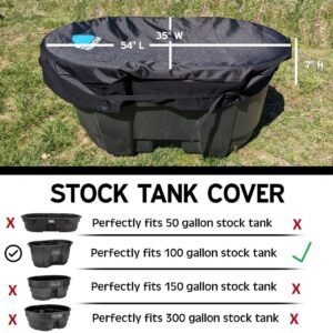 Polar Protector - (Grey) 100 Gallon Oval Stock Tank Cover Ice Water Therapy Ice Bath Cover Cold Water Cover 100 Gallon Oval Stock Tank Waterproof Rip Proof Tough Keeps Tanks Clean