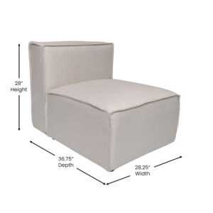 Flash Furniture Bridgetown Fabric Middle Chair Module for Sectional Sofa, Customizable Modular Couch Armless Middle Seat, Cream