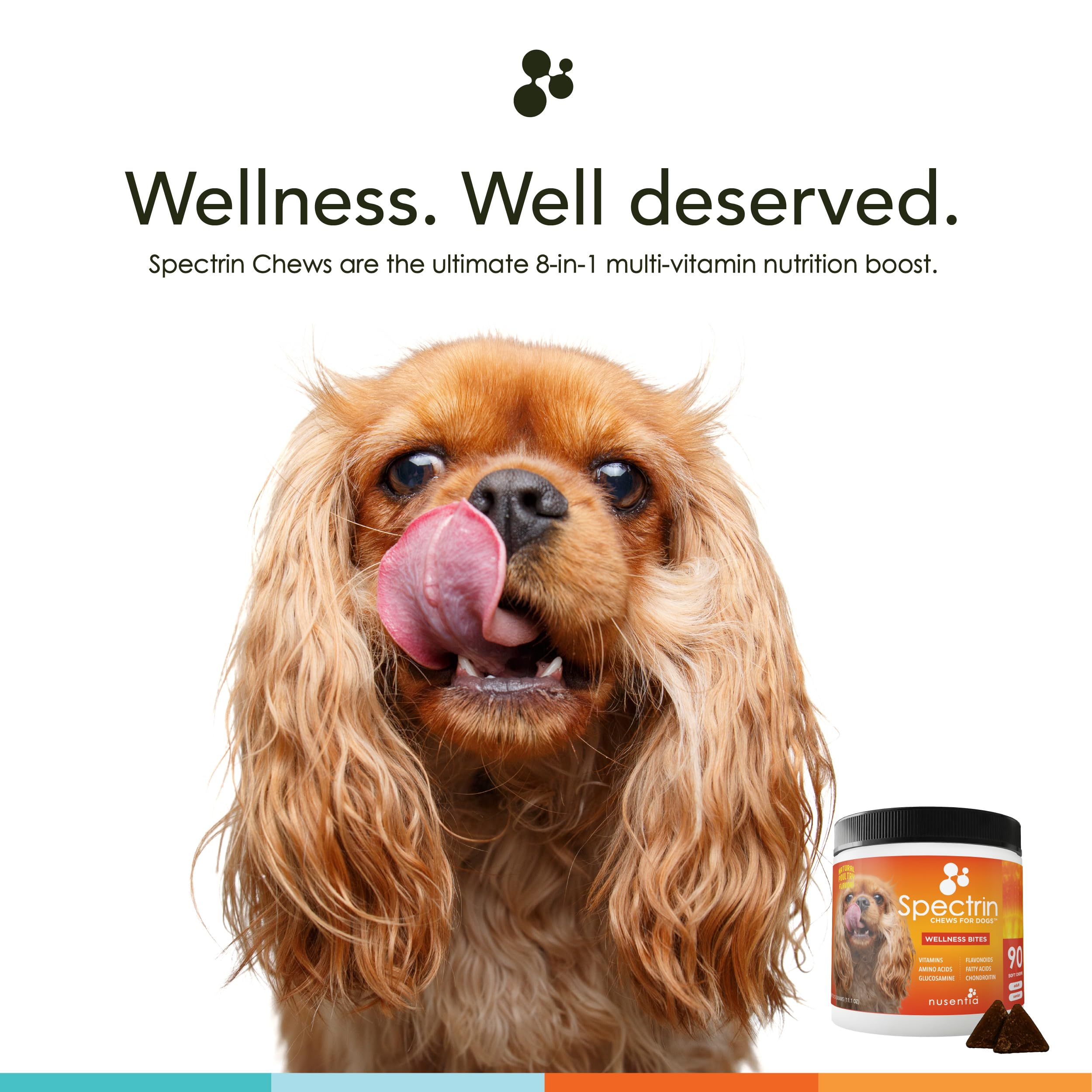 Chew Vitamins for Dogs (90 ct), Glucosamine for Joint Support with Antioxidants, Omega-3 & Vitamins for Skin, Liver and Heart Health - Spectrin