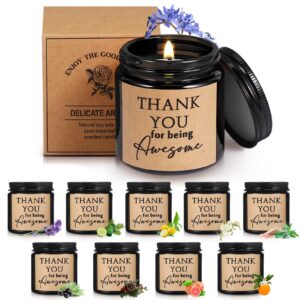 fumete 10 pcs thank you candles bulk christmas candle thank you for being awesome scented candles inspirational thank you gifts for women medical assistant appreciation gifts employee team(black)