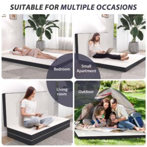 Folding Mattress, Tri-Fold Gel Memory Foam Mattress Portable Foldable Mattress with Washable Cover & Non-slip Bottom & Breathable Mesh Sides, Certipur-Us Certified, Fiberglass Free, (4 Inch, Full)