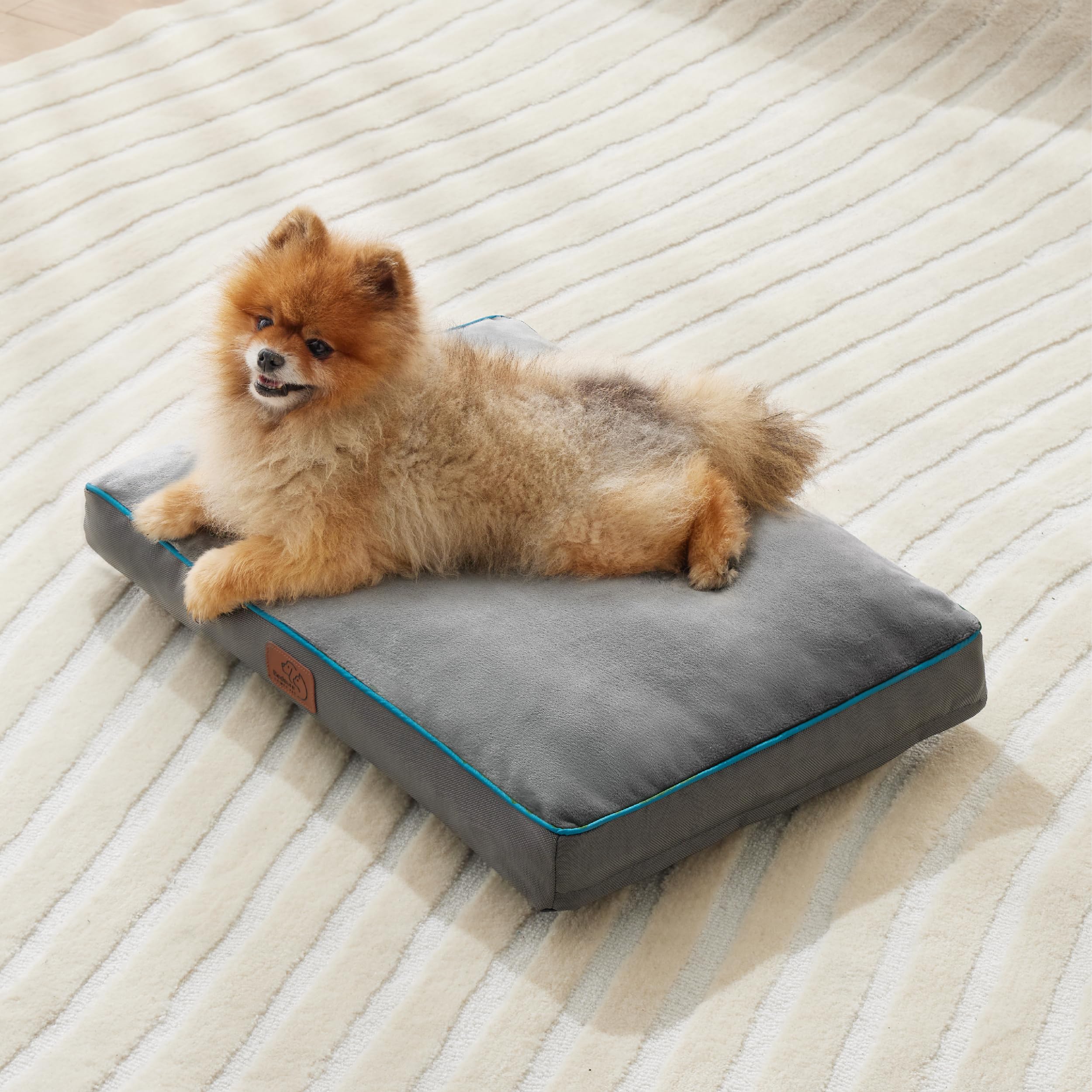 Bedsure Waterproof Dog Beds for Small Dogs - 4 inch Thicken Up to 20lbs Small Dog Bed with Removable Washable Cover, Pet Bed Mat Pillows, Grey