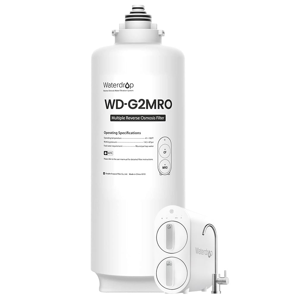 Waterdrop WD-G2MRO Reverse Osmosis Filter, Replacement for WD-G2-B, WD-G2-W, WD-G2MNR-W Reverse Osmosis System, Reduce PFAS, 2-year Lifetime