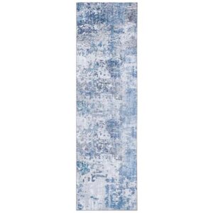 Mecko Modern Abstract Area Rug-2'6" x 8' Long Hallway Runner Rug Soft Washable Non-Slip Contemporary Entryway Mat, Accent Throw Rug for Living Room Bedroom(Blue,2'6" x 8')