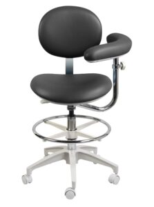 american goods doctor classical assistant stool rolling dental stool with procedure arm and foot ring adjustable heigh, sit & backrest with wheels (black)