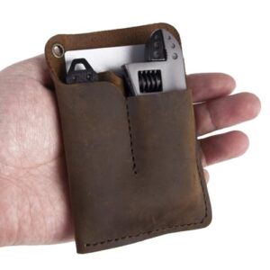 Multitool Sheath, Belt Pocket Organizer Holster Leather Sheath with Pen Key Holder&Flashlight Pouch for Work Daily Use