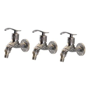 doitool 3 pcs antique faucet washing machine tap kitchen water tap garage water tap decorative wall water tap wash basin water tap taps bath tub tap shower spray faucet shower head brass