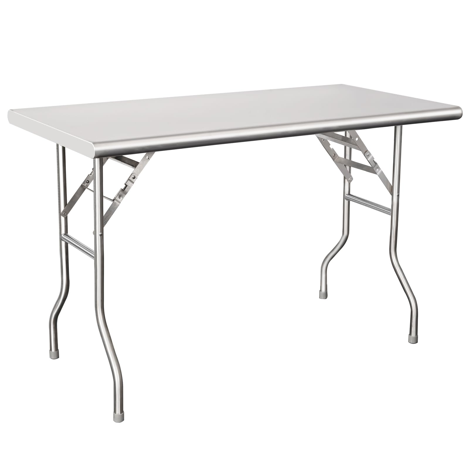 HARDURA Folding Stainless Steel Table 24X48 Inches with Galvanized Legs NSF Commercial Portable Folding Prep Table for Restaurant Kitchen Home and Hotel