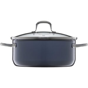 WMF Fusiontec Essential Large Cooking Pot, 20 cm, Glass Lid, Induction Stewing Pan, 2.4 L, High-Tech Ceramic, Scratch-Resistant, Uncoated, Dark Blue, Made in Germany