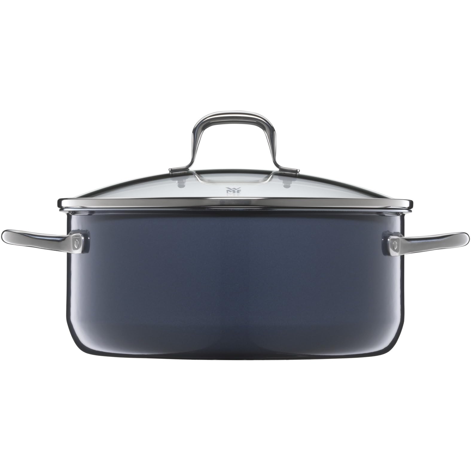 WMF Fusiontec Essential Large Cooking Pot, 20 cm, Glass Lid, Induction Stewing Pan, 2.4 L, High-Tech Ceramic, Scratch-Resistant, Uncoated, Dark Blue, Made in Germany