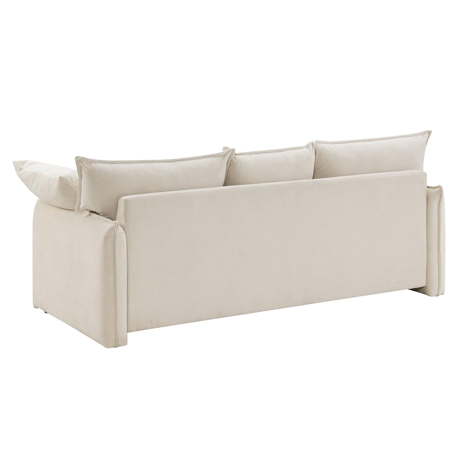 DREAMODERN Sectional Sofa Couch for Living Room, 81.49" Wide Mid-Century Back Upholstered Sofa Couch with 2 Pillows, 3-seat Deep Seat Couch for Apartment, Office - Beige