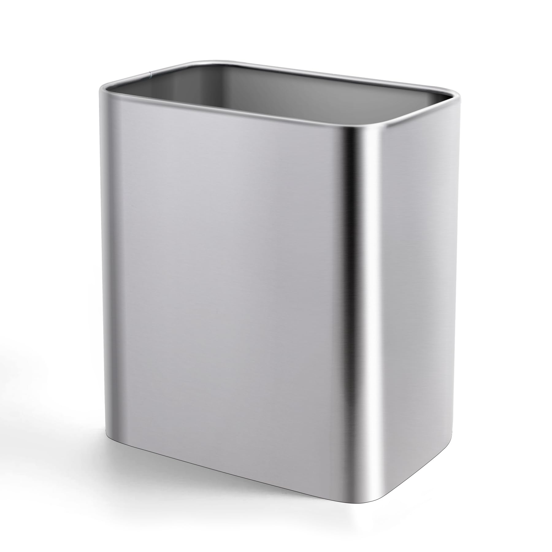 Cesun Small Bathroom Trash Can 2.1 Gallon Wastebasket, Modern Metal Garbage Can Office Waste Basket, Silver Stainless Steel Trash Bin for Bedroom, Home Office, Toilet, rv, Near Desk, Under Sink.