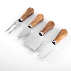 Cheese Knives Tools Set Mini Stainless Steel Cheese Knife with Wooden Handle, Serving Tongs, Spoons, Forks, and Toothpick Flags - Perfect for Parties, Weddings, and Christmas