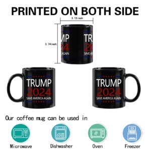 WENSSY Trump for President Mug, Donald Trump 2024 Save America Again Mug, Trump 2024 Mug, Trump for President of The United States 11 Ounce Black