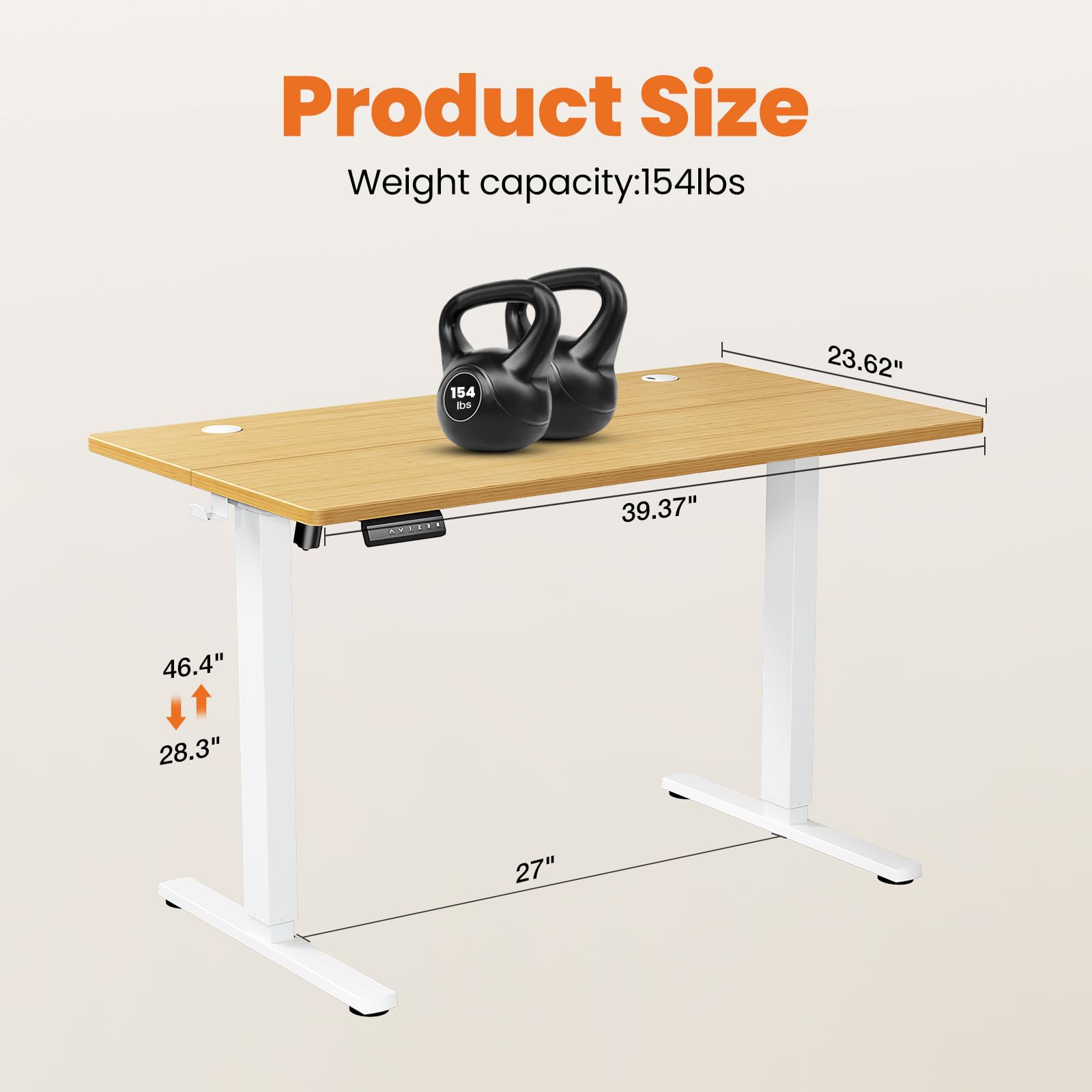 Sweetcrispy Electric Standing Desk Adjustable Height, 40 x 24 inch Stand up Sit Stand Desk with Spliced Board, Ergonomic Home Office Rising Table Computer Workstation Gaming Work Desk, Oak