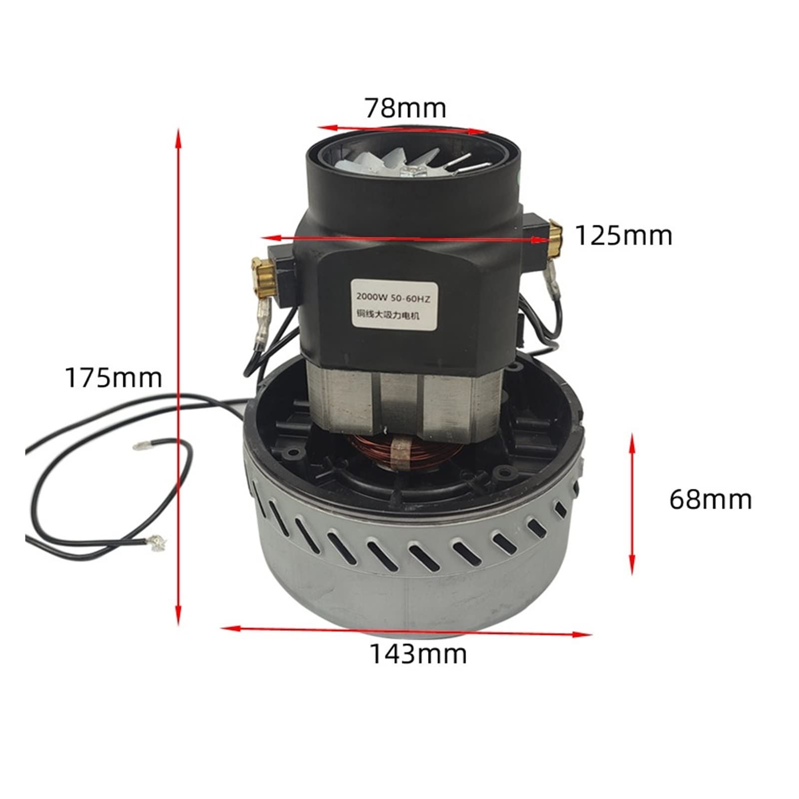 TUITA 220V 2000W Industrial Vacuum Cleaner Motor Large Power Copper Wire Vacuum Cleaner Parts Wet Dry Suction Fan Motor Accessories