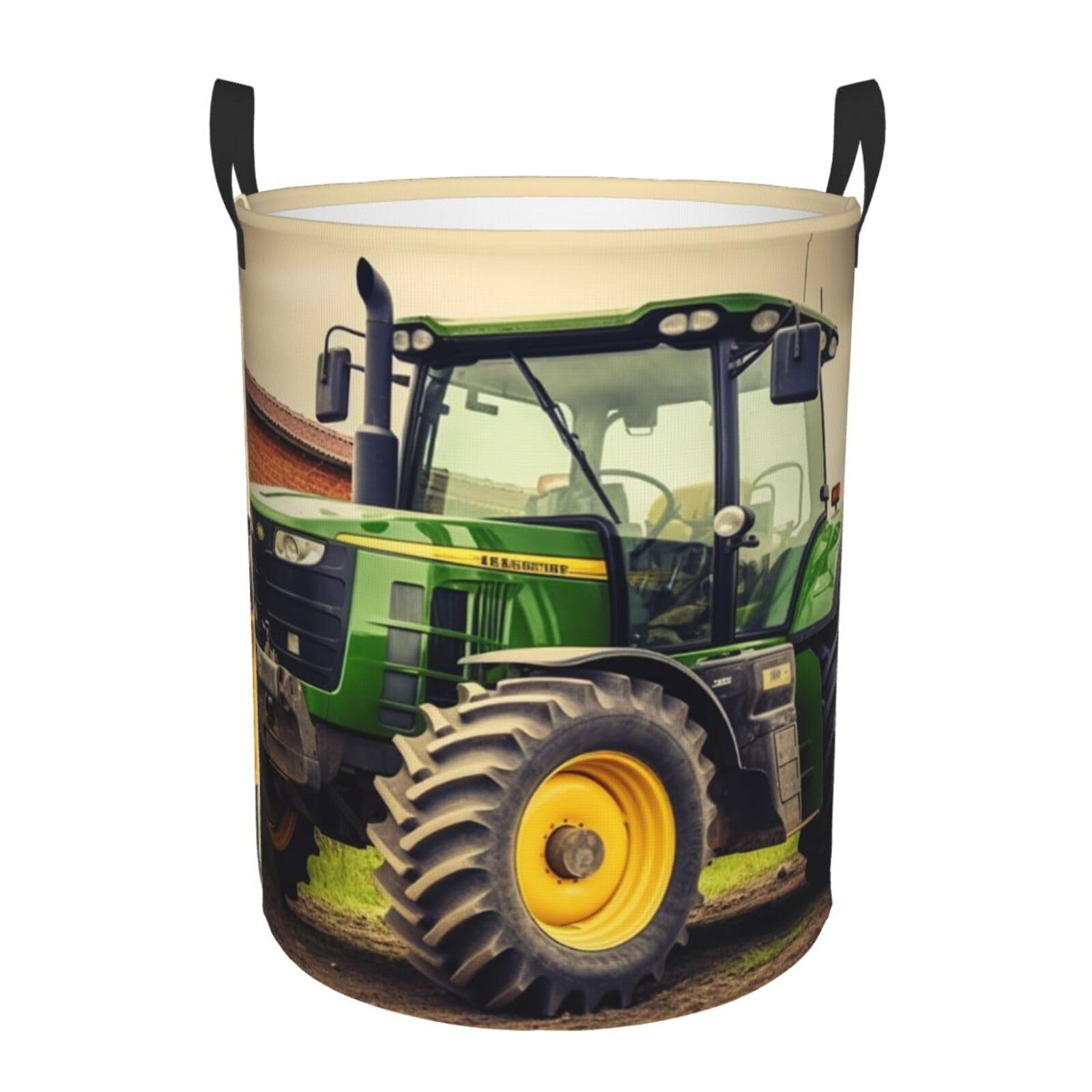 Tractor Theme Print Laundry Basket Waterproof Laundry Hamper With Handles Large Dirty Clothes Hamper For Dorm Family Travel Medium