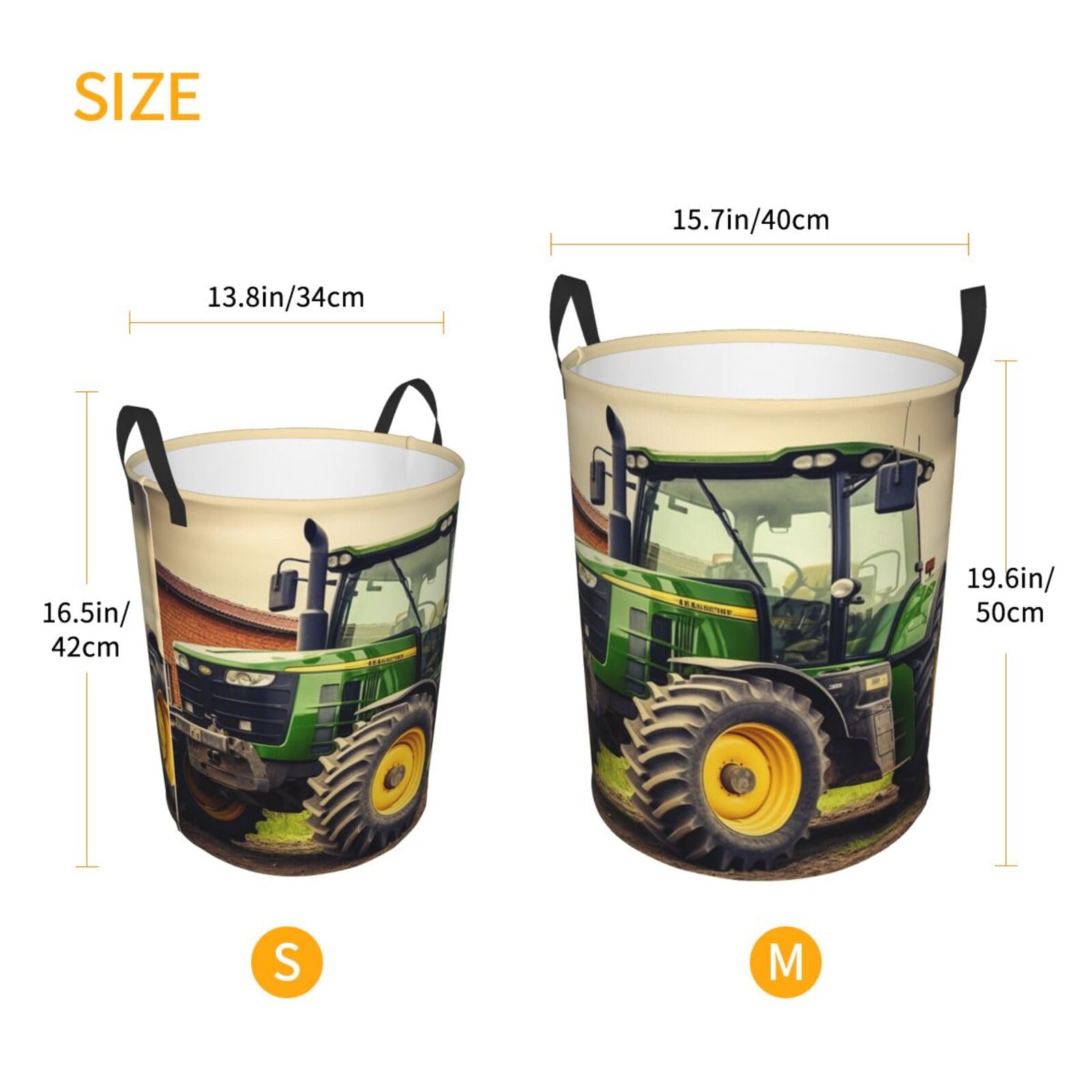 Tractor Theme Print Laundry Basket Waterproof Laundry Hamper With Handles Large Dirty Clothes Hamper For Dorm Family Travel Medium