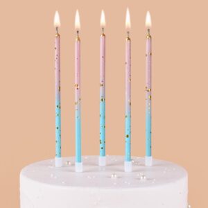 CAKE CODE Pink Blue Gold Long Thin Birthday Candles, Cake Candles, Birthday Parties, Wedding Decorations, Party Candles