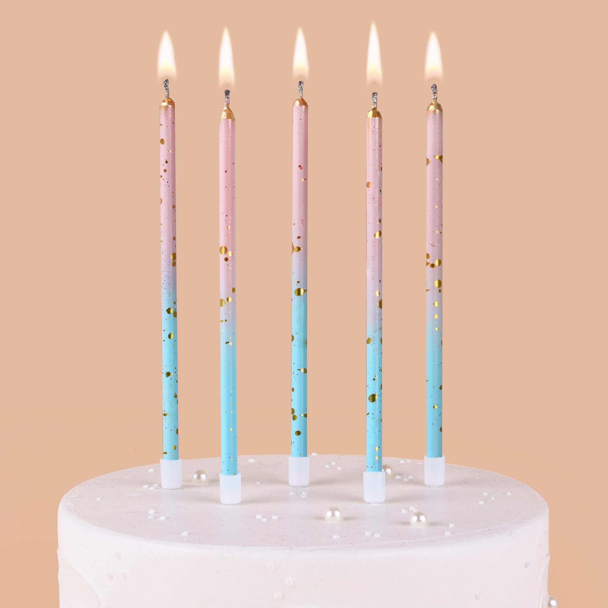 CAKE CODE Pink Blue Gold Long Thin Birthday Candles, Cake Candles, Birthday Parties, Wedding Decorations, Party Candles