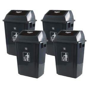 readsky 13 gallon plastic kitchen trash can with swing lid, gray, 4 packs