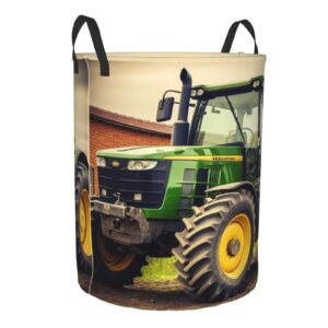 Tractor Theme Print Laundry Basket Waterproof Laundry Hamper With Handles Large Dirty Clothes Hamper For Dorm Family Travel Medium