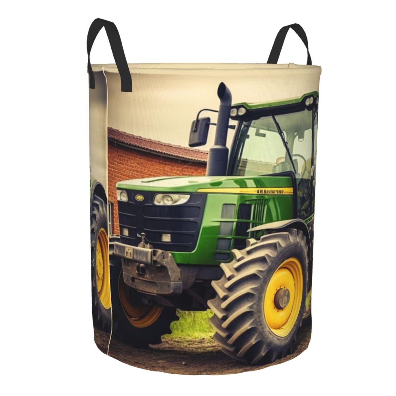 Tractor Theme Print Laundry Basket Waterproof Laundry Hamper With Handles Large Dirty Clothes Hamper For Dorm Family Travel Medium