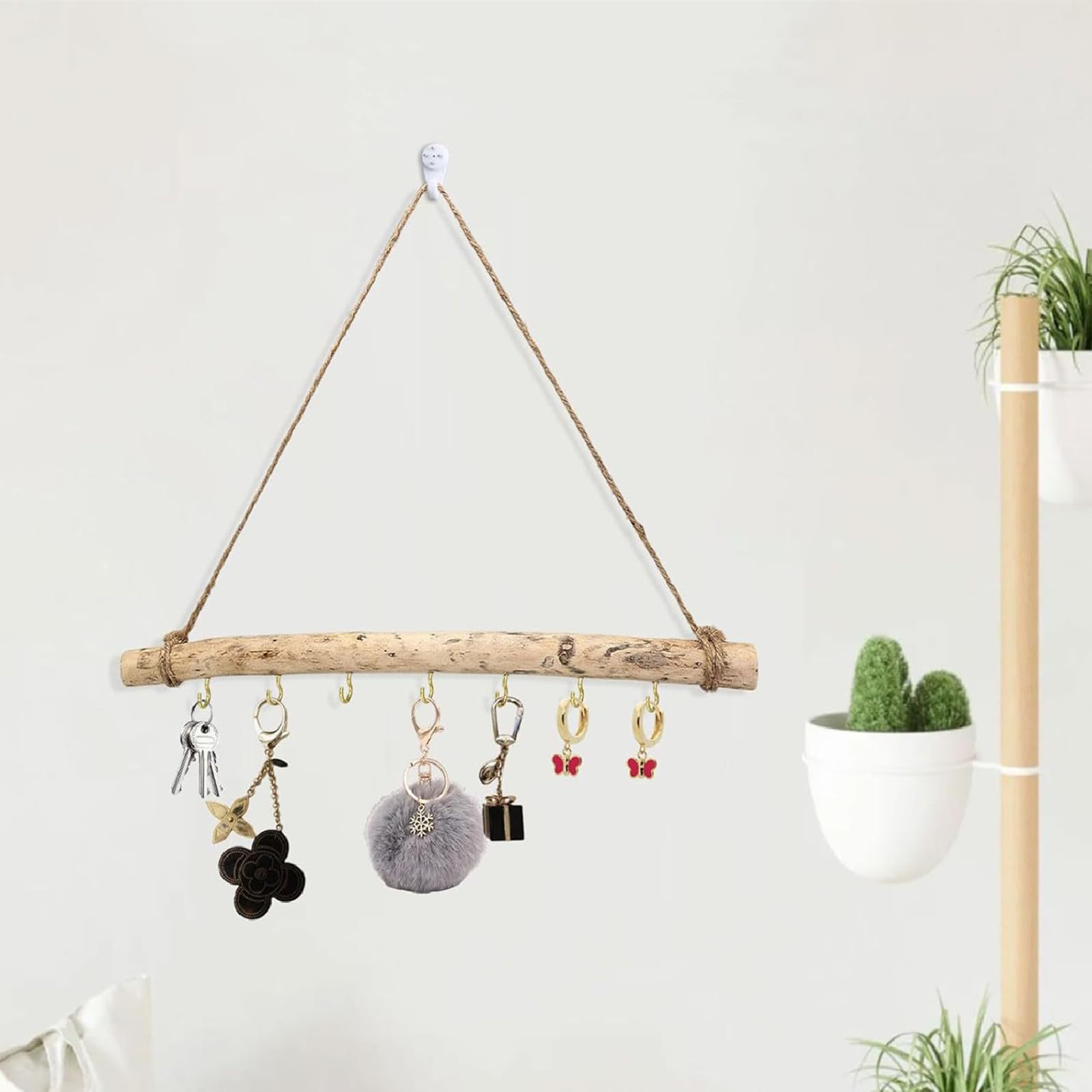 DD-life 2 Pcs Decorative Floating Wall Shelves Coat Hooks Driftwood Branch Hook Branch Hanger Rack for Keys Hats Entryway