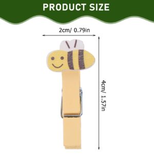 Garneck 40 PCS Wood Clothespin Bee Wooden Food Peg Cartoon Wood Clips for Hanging Clothes Pictures Photo Outdoor Indoor