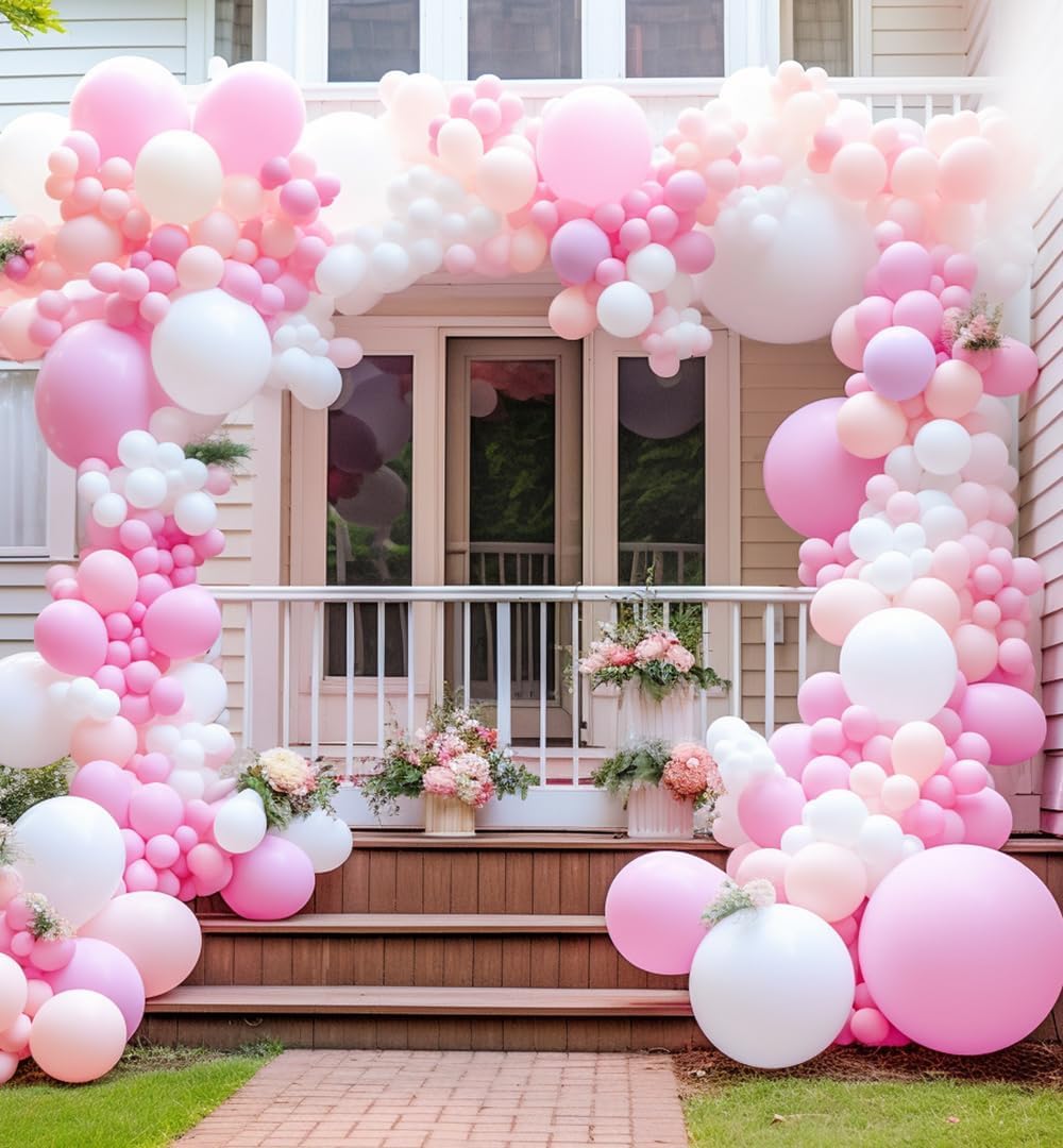 Pastel White Balloons-Double Stuffed White Balloons Different Sizes Latex Matte White Balloon Garland White Balloon Arch Kit for Birthday Baby Shower Wedding Bridal Shower Party Decorations