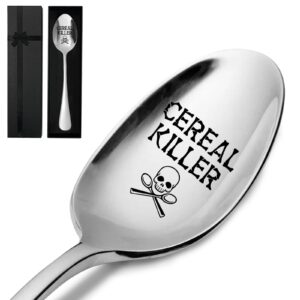 cereal killer,funny engraved stainless spoon, cereal spoon, cereal lovers gift,food lover gifts,best friend spoon gift(with gift box)