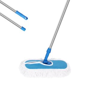 16" commercial dust mop, meibei dust floor mop with cotton mop head, dust mop for hardwood floors with long handle, industrial dust mop for factory, shopping mall, garage, company, hotel (16*5 inch)