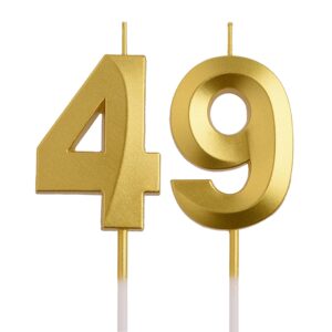 aoolada 49th 94th birthday candles, gold 94 49 year old number birthday candles, birthday party decorations cake topper gifts for men women