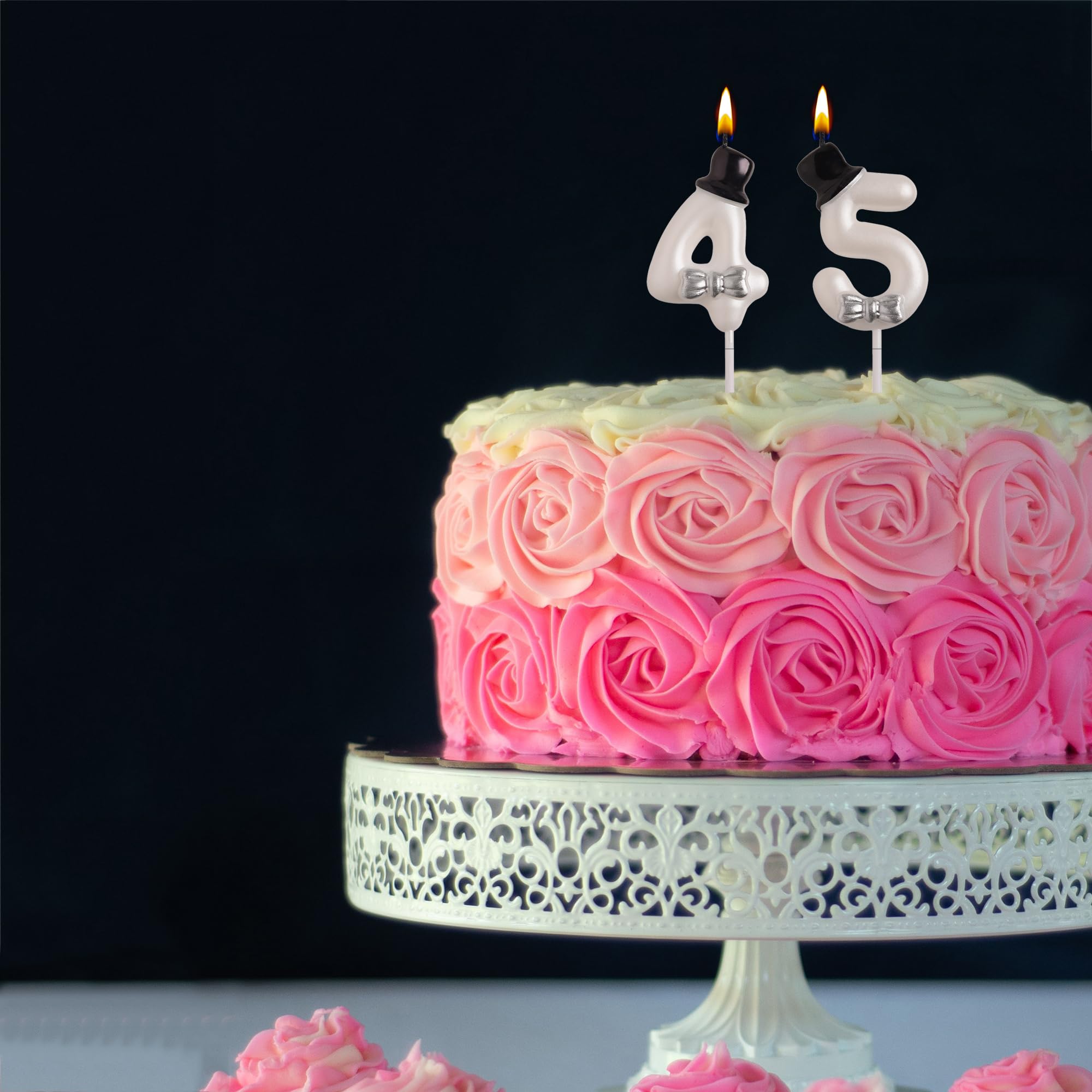 AOOLADA 45th 54th Birthday Candles, White 54 45 Year Old Cake Topper Cute Number Birthday Candles, Birthday Party Decorations Gifts for Men Women