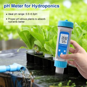 YIFAN pH Meter and EC Tester, Bluetooth Hydroponics EC PPM Meter, 6-in-1 DWC pH EC TDS Meter Digital Water Tester with ATC for Hydroponics Growing System, Agricultural Irrigation, Ponds, Aquarium