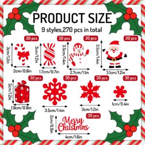 Whaline 270Pcs Christmas Confetti Red Santa Snowflake Snowman Paper Confetti Merry Xmas Table Confetti Decoration for Winter Holiday Baby Shower Birthday Party Supplies DIY Crafting