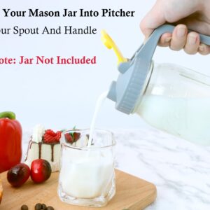 Mason Jar Pour Spout Lids With Handle Regular Mouth Mason Pitcher Lid With Flip Cap Airtight & Leak-Proof Pour Lid,Turns your Mason Jar into Pitcher (Jar Not Included)