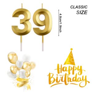 AOOLADA 39th 93rd Birthday Candles, Gold 93 39 Year Old Number Birthday Candles, Birthday Party Decorations Cake Topper Gifts for Men Women