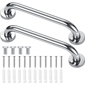 blulu 2 set shower grab bar stainless steel bathroom grab bar handle anti slip heavy duty bathtub handle support balance hand rails for bathroom elderly handicap senior pregnant (9 inch)