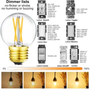 Leools Dimmable Wall sconces Edison Bulb G16.5 4W Equal 40 watt AC120V Clear Glass Soft White 3000K E26 Light Bulb for Pendant,Chandeliers,Vanity, 400lm 6Pack