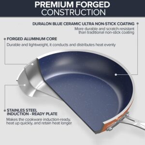 Nuwave 3-Piece 8”, 10”, 12” Forged Lightweight Frying Pan Set, G10 Healthy Duralon Blue Ceramic Ultra Non-Stick, Ergonomic Stay-Cool Handles, Induction-Ready & Works on All Cooktops