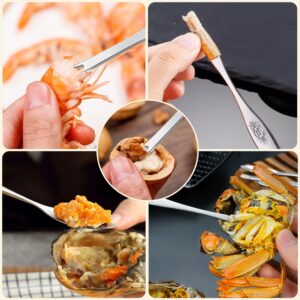 15Pcs Stainless Steel Seafood Forks, Crab Forks with Double Headed 304 Spoons, Seafood Tools for Eating Lobster Crab Leg Shrimp