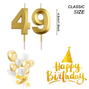 AOOLADA 49th 94th Birthday Candles, Gold 94 49 Year Old Number Birthday Candles, Birthday Party Decorations Cake Topper Gifts for Men Women