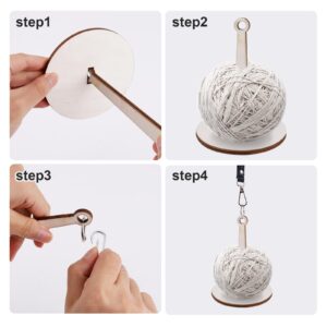 Wrist Yarn Holder, Portable Wrist Yarn Ball Holder Mini Stand Wood Minder with Leather Wristband Wooden Spinning Yarn Organizer for Knitting and Crochet Supplies